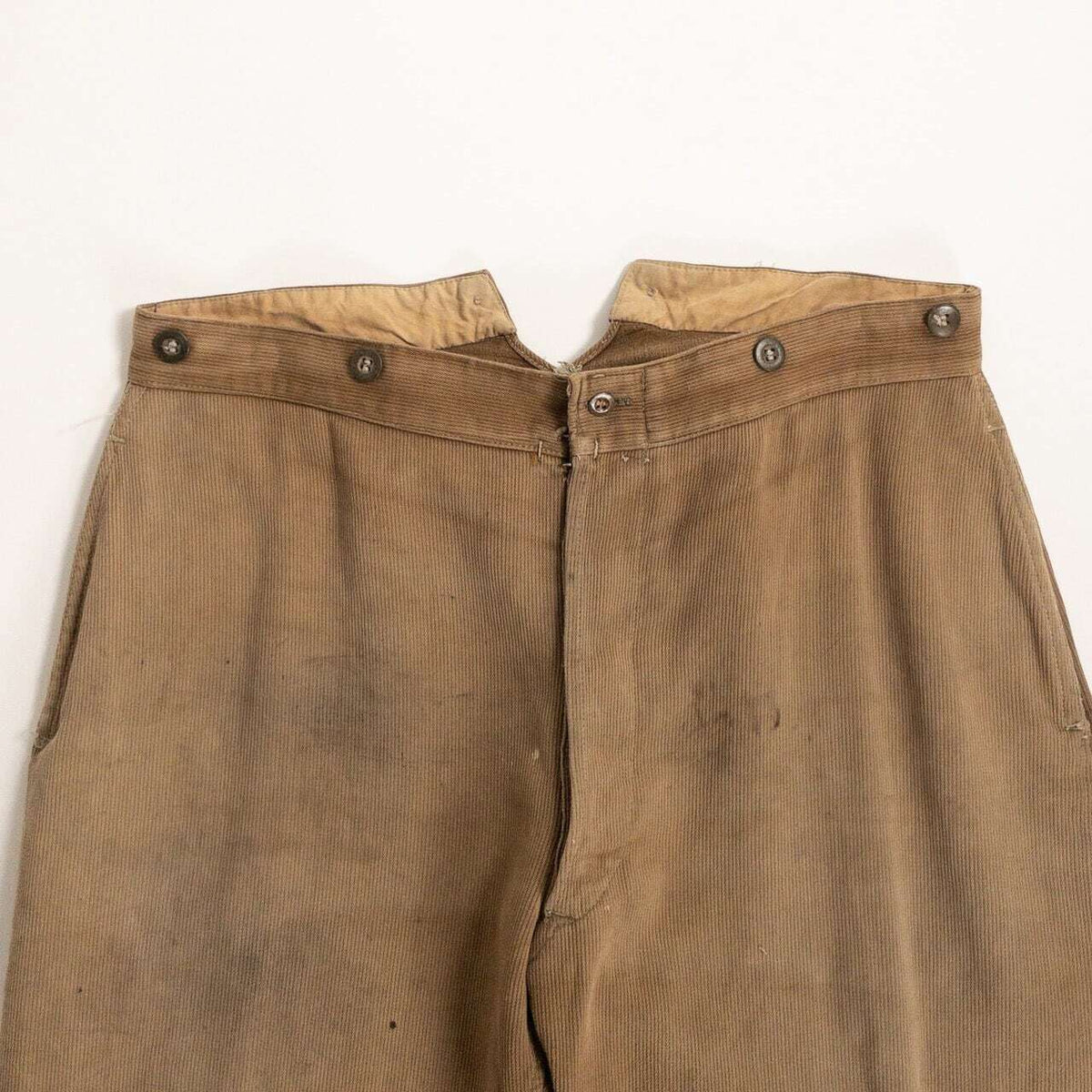 1930-40s "French Vintage" Light Brown Cotton Pique Work Trousers