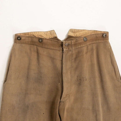 1930-40s "French Vintage" Light Brown Cotton Pique Work Trousers