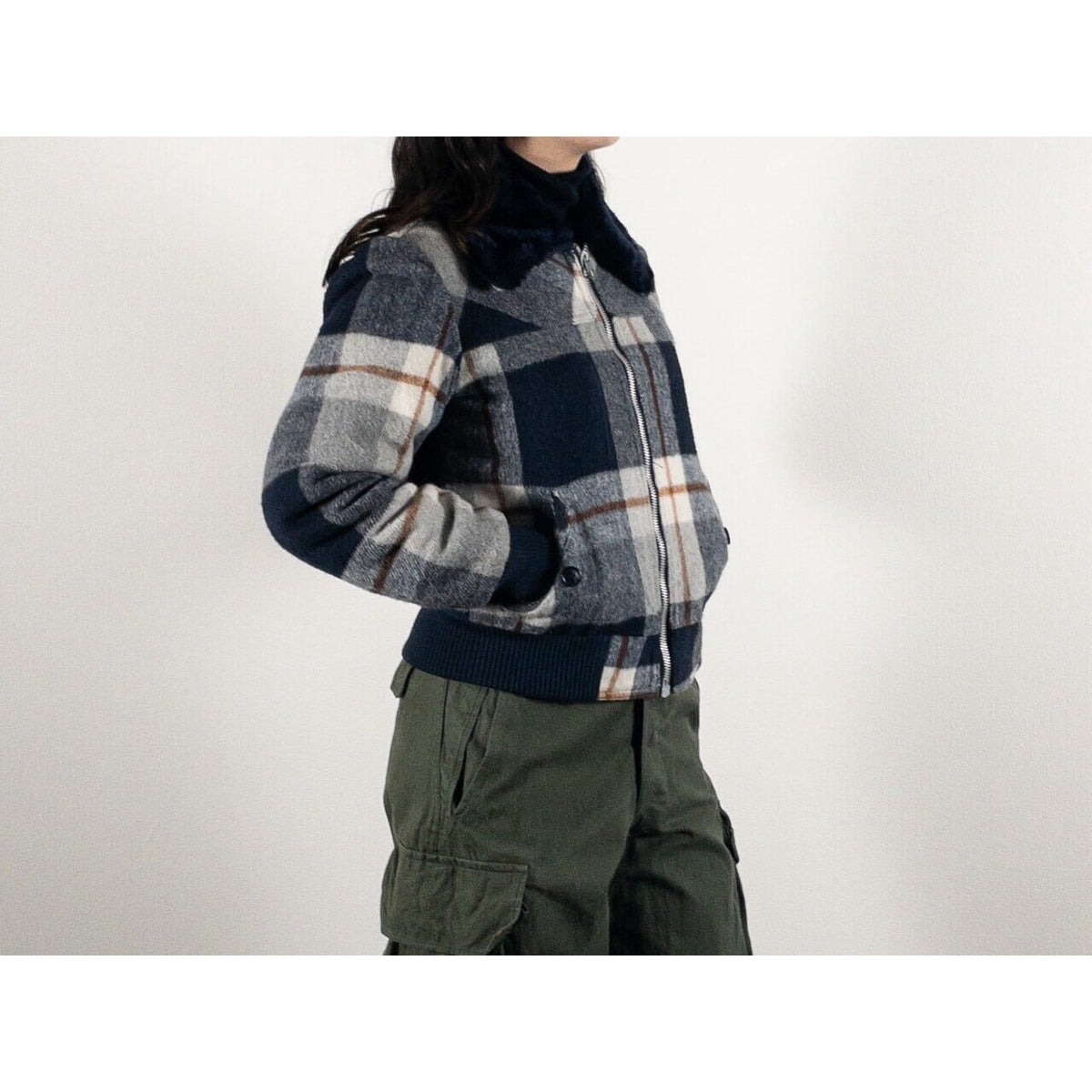 1970s "Italian Vintage" Navy Wool Check Sport Jacket, Dead Stock