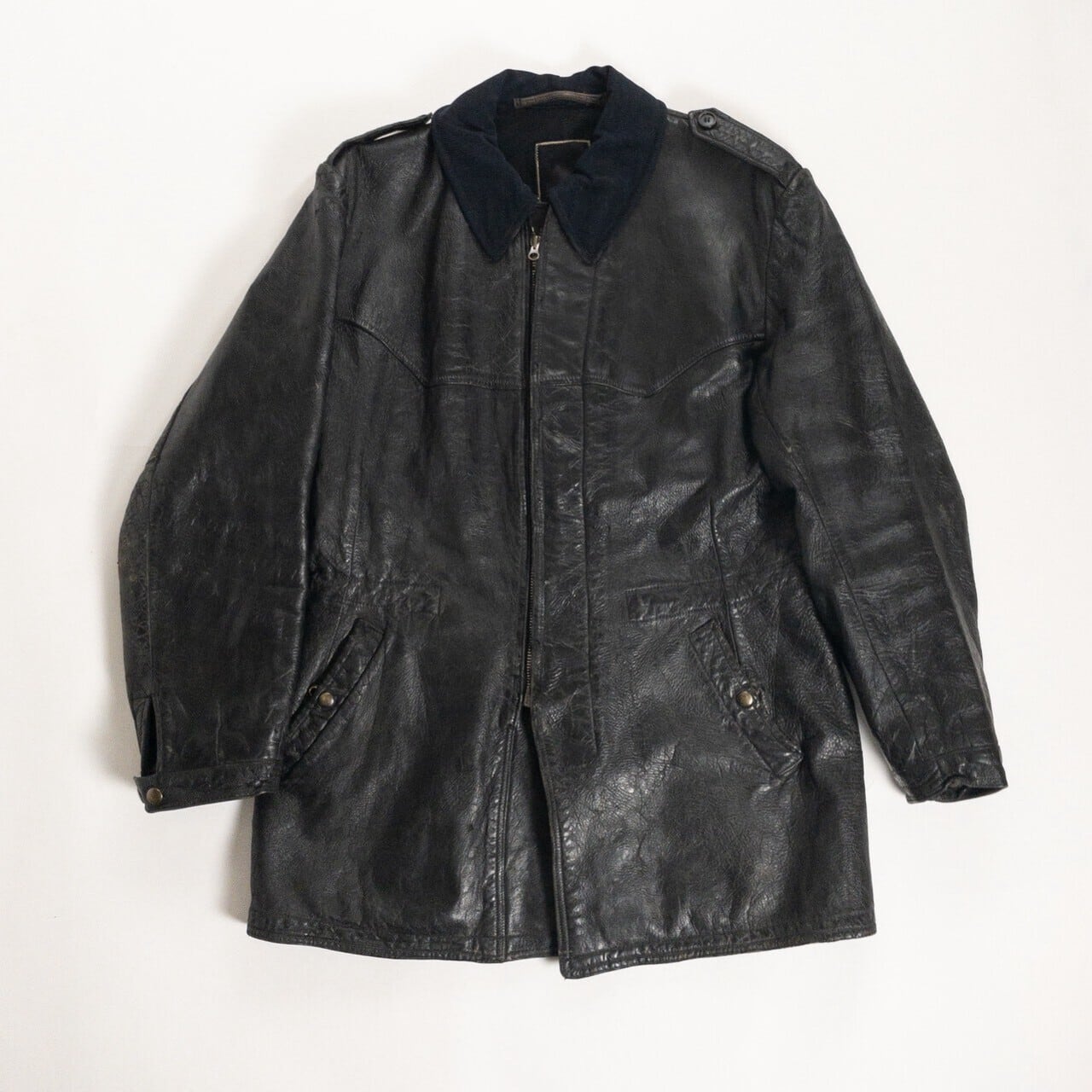 1940-50s "Swedish Millitary" Black Goatskin Leather Jacket