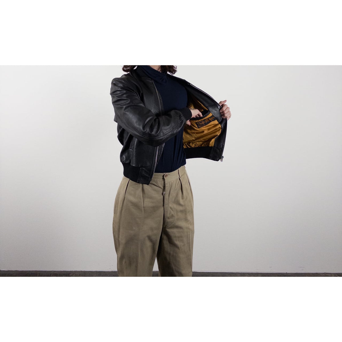 1970s-80s "French Vintage" Light Black Leather Jacket
