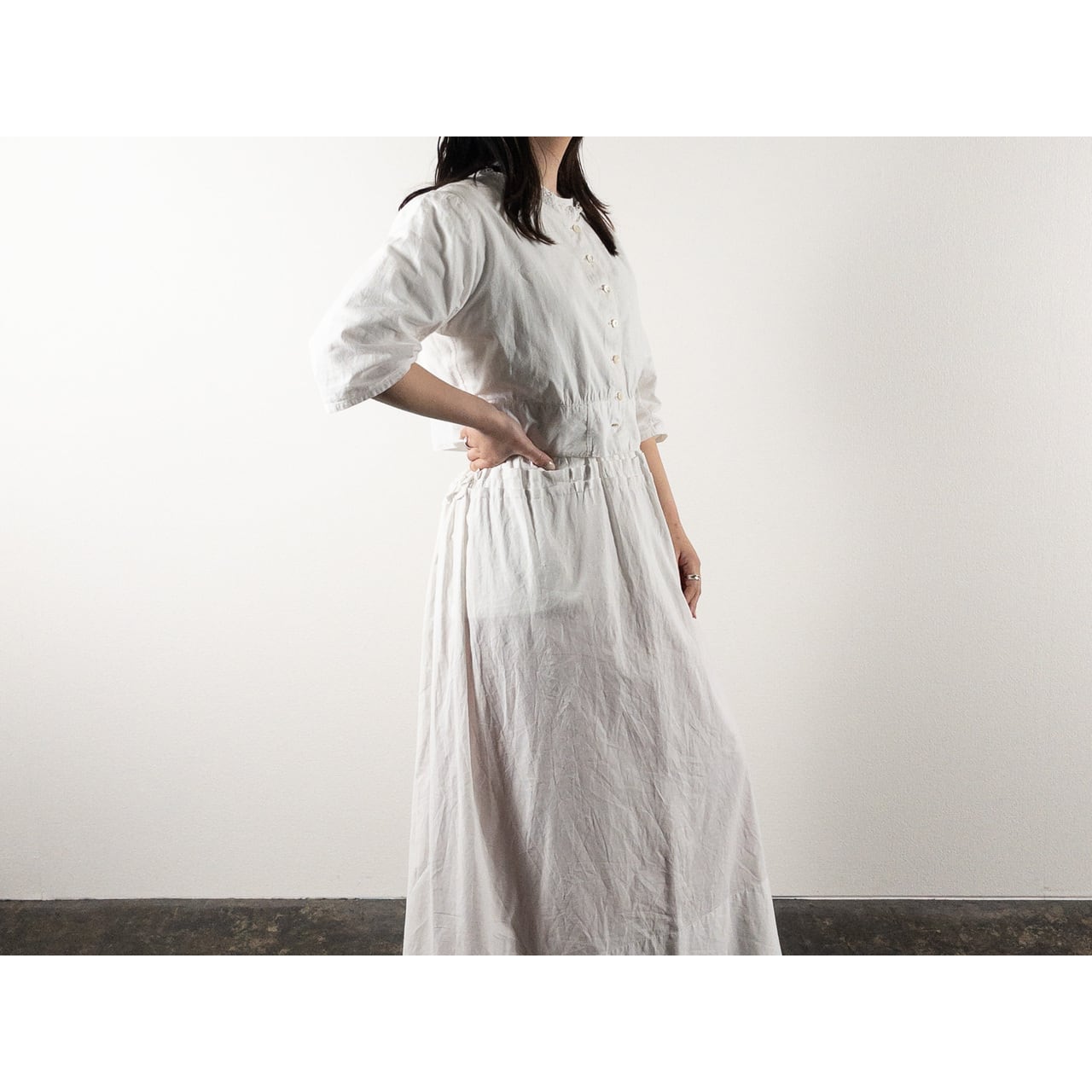 Early 1900s French Antique White Cotton Shirt