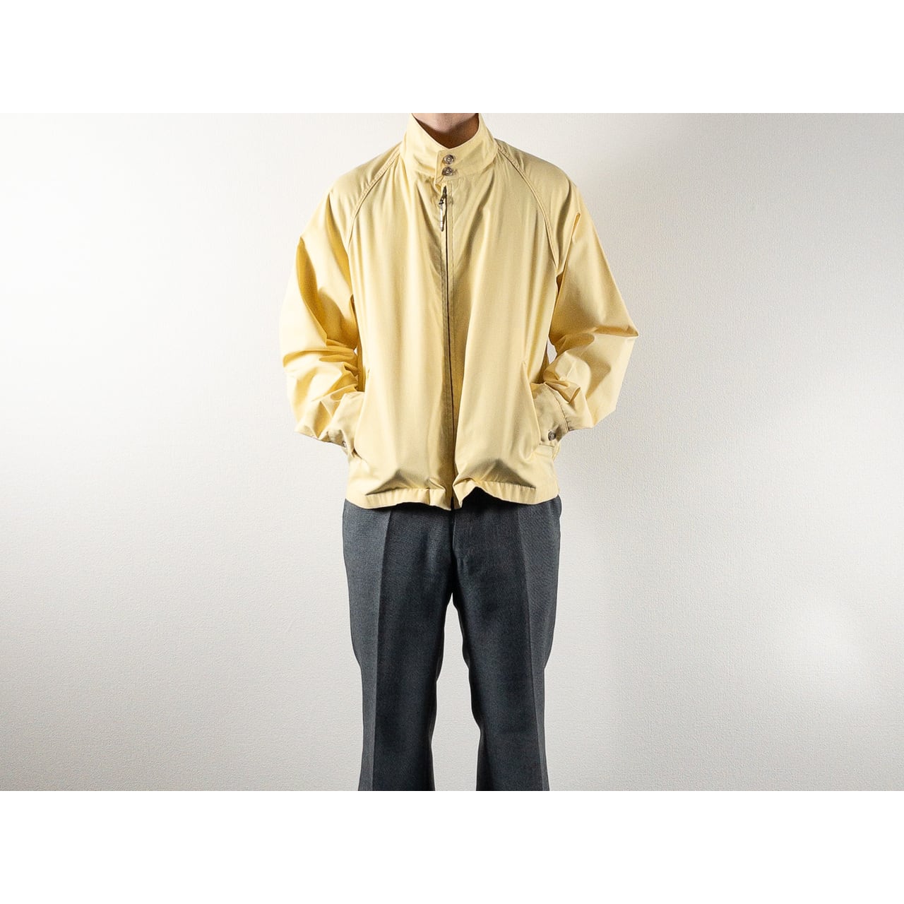 1990s "London Fog" Light Yellow Cotton Zip-Up Blouson Jacket