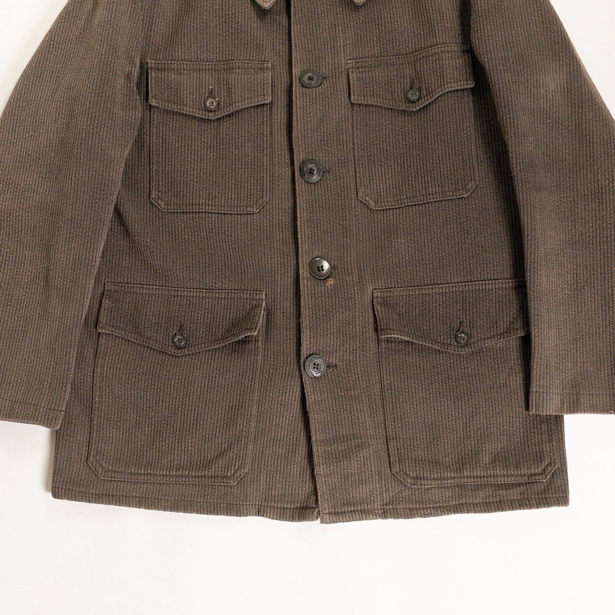 1950s "French Vintage" Brown Cotton Pique Hunting Jacket