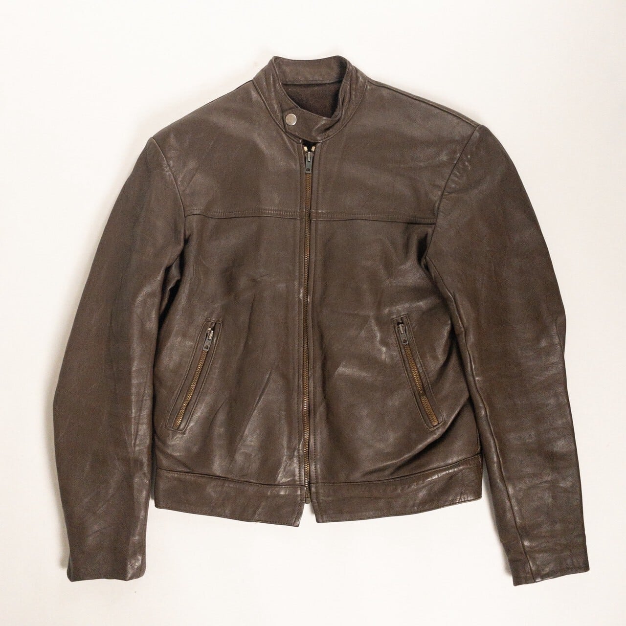1970s "French Vintage" Brown Leather Motorcycle Jacket