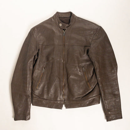 1970s "French Vintage" Brown Leather Motorcycle Jacket