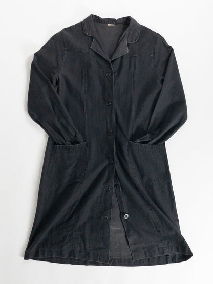 1940-50s "French Vintage" Light Black Moleskin Atelier Work Coat for Ladies