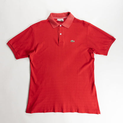1980s "French LACOSTE" Red Cotton S/S Polo Shirt, Size 5