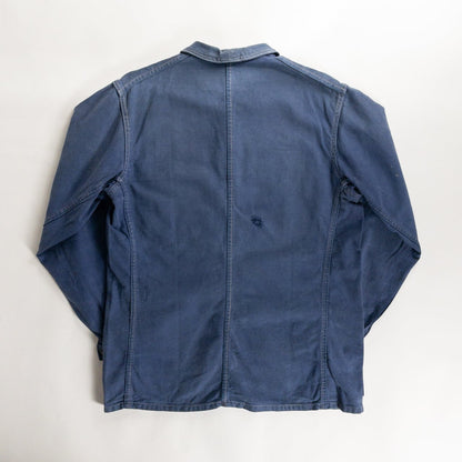 1950s "AU FUSIL" French Faded Blue Cotton Twill Work Jacket