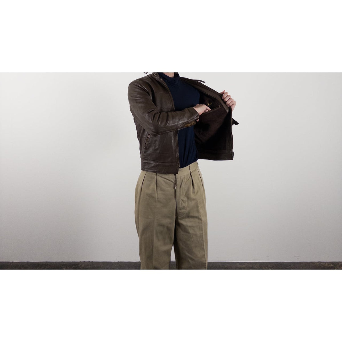 1970s "French Vintage" Brown Leather Motorcycle Jacket