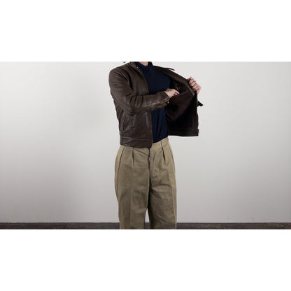 1970s "French Vintage" Brown Leather Motorcycle Jacket