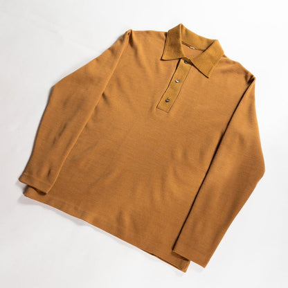 Old Yellow Brown Acrylic Knit Polo L/S Shirt