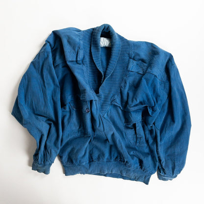 1980s "Euro Vintage" Blue Cotton Pullover Jacket