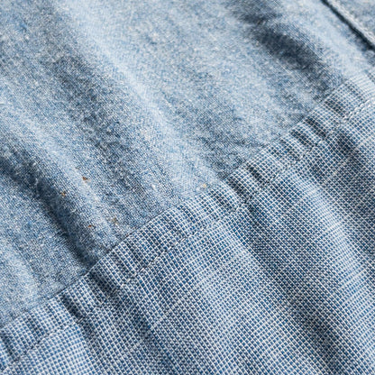 1930s-40s "French Vintage" Cotton Blue Chambray Grandpa Work Shirt