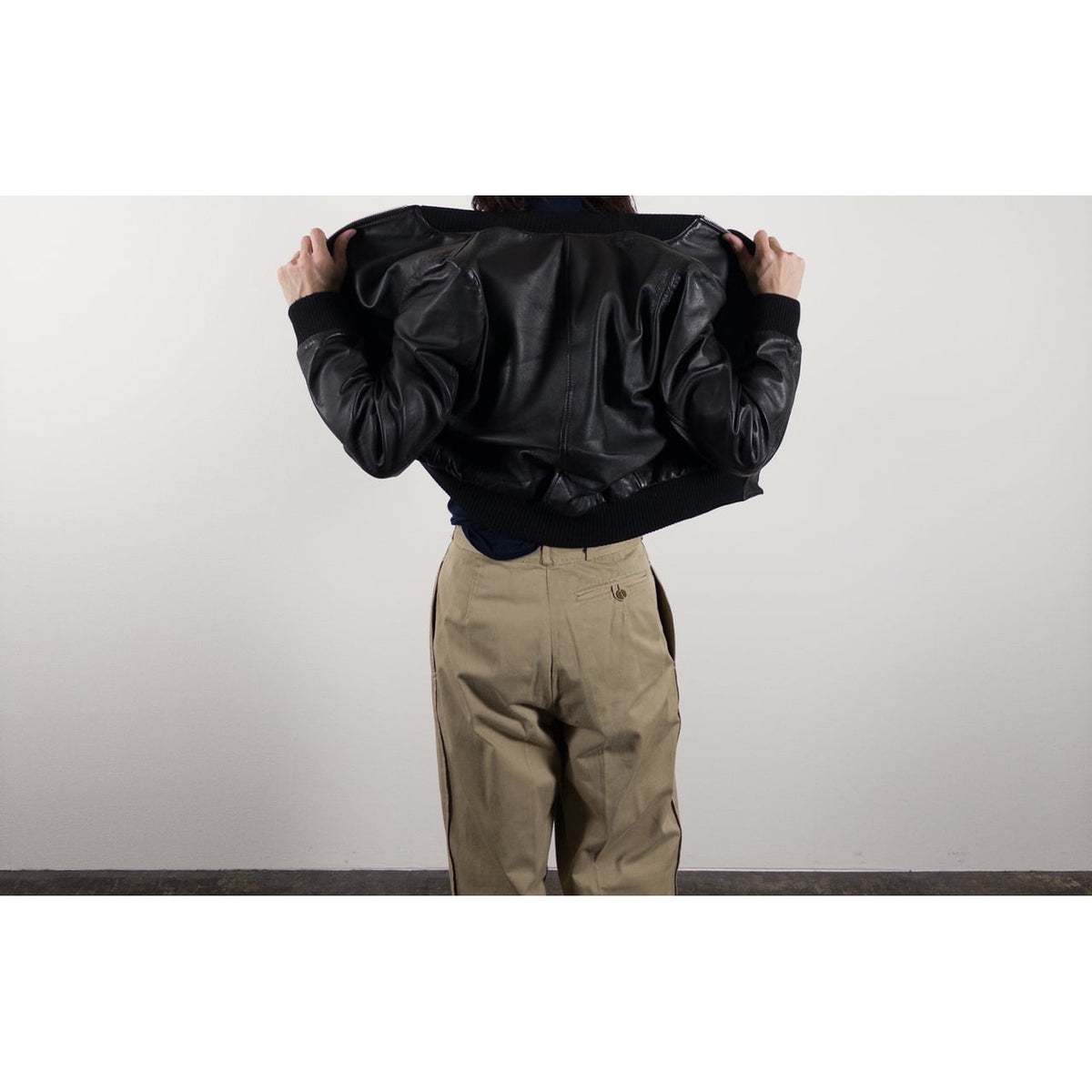 1970s-80s "French Vintage" Light Black Leather Jacket