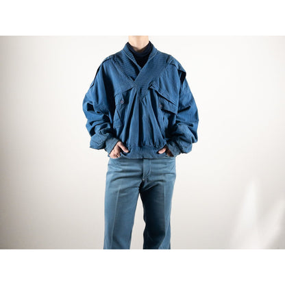 1980s "Euro Vintage" Blue Cotton Pullover Jacket