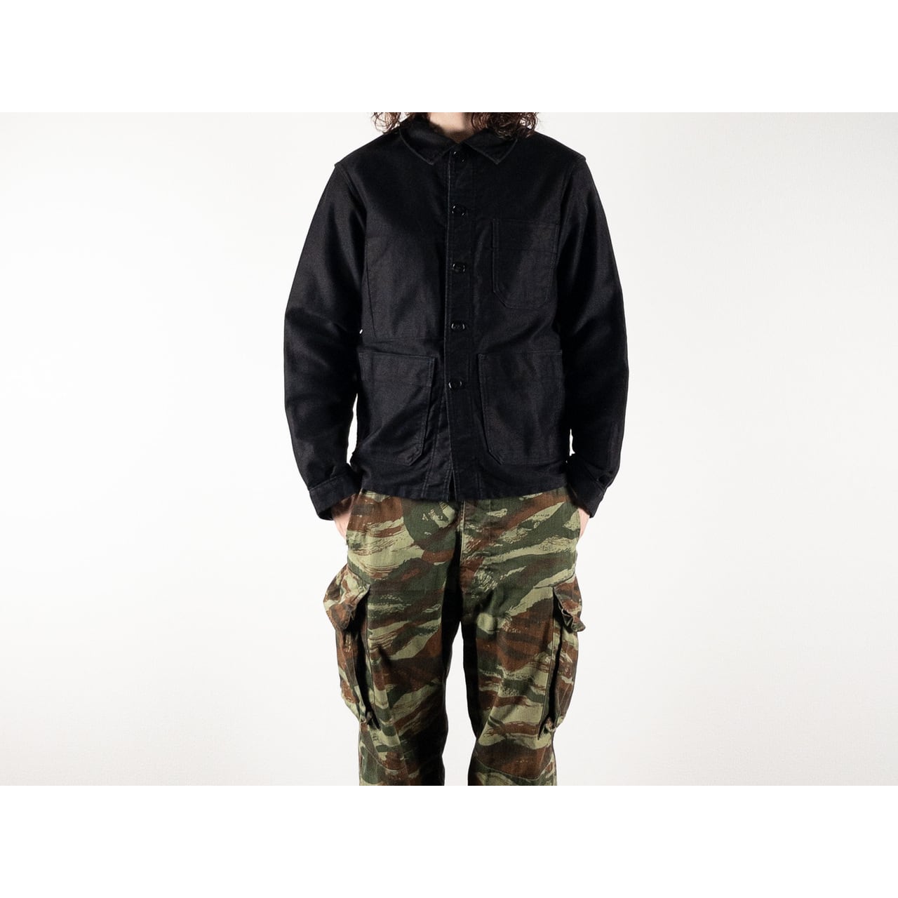 1960s "Adolphe Lafont" Black Moleskin Work Jacket