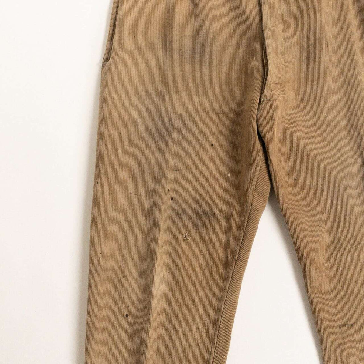 1930-40s "French Vintage" Light Brown Cotton Pique Work Trousers