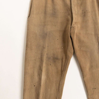 1930-40s "French Vintage" Light Brown Cotton Pique Work Trousers