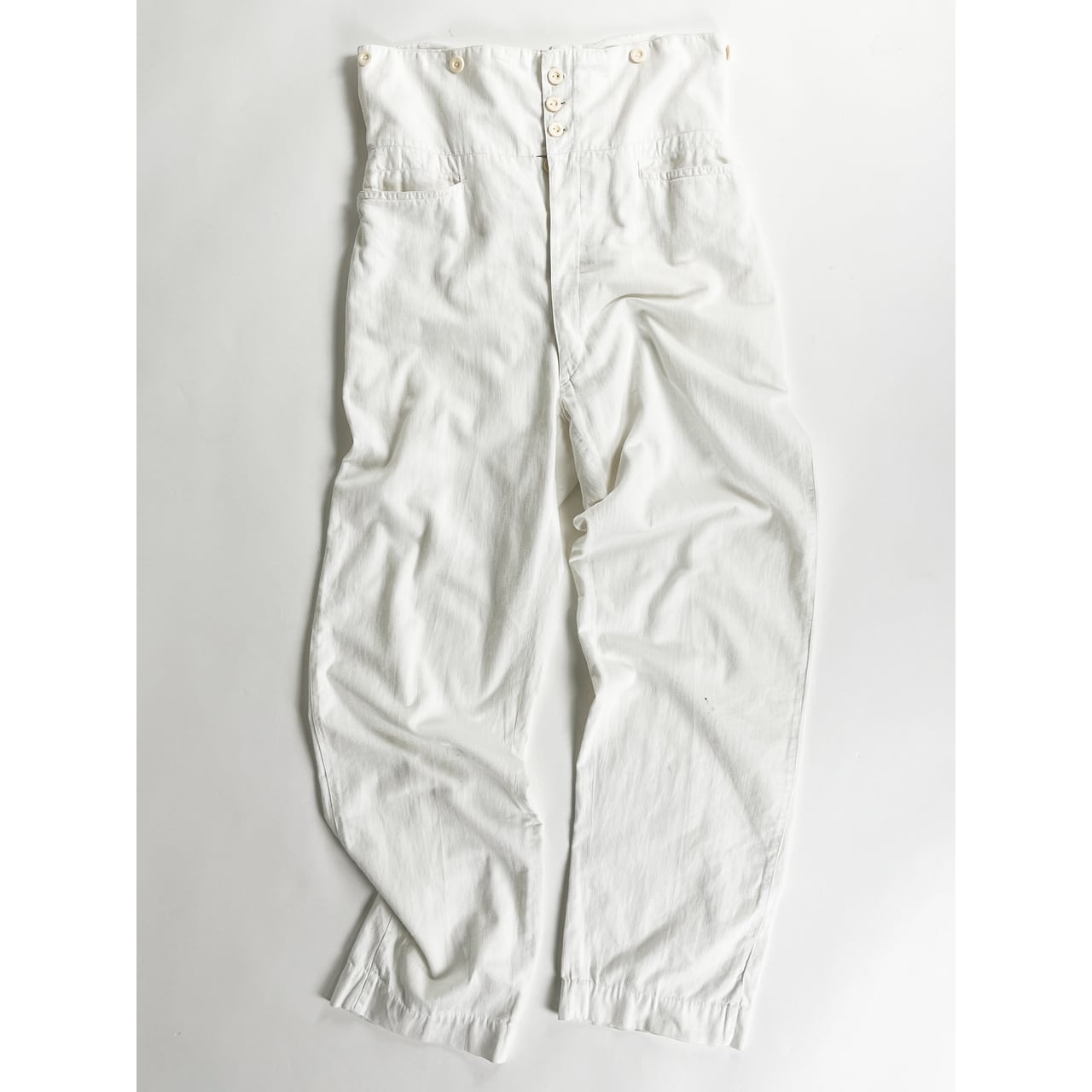 1900s "French Antique" Light Cotton White Work Trousers