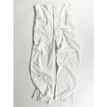 1900s "French Antique" Light Cotton White Work Trousers