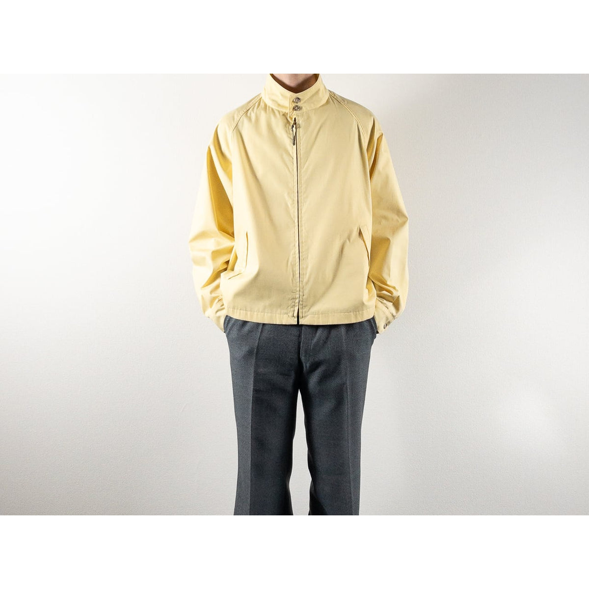 1990s "London Fog" Light Yellow Cotton Zip-Up Blouson Jacket