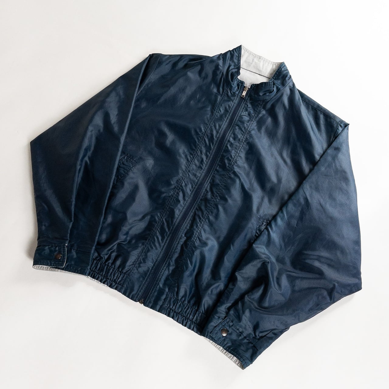1990s "Euro Vintage" Steel Blue Nylon Zip-Up Blouson Jacket