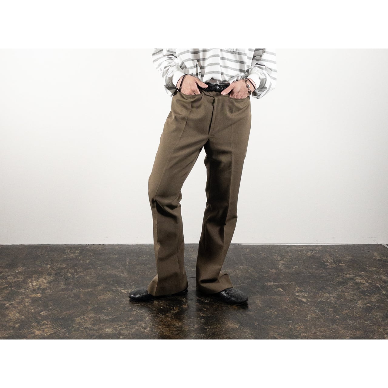 1970s "French Vintage" Khaki Flare Trousers