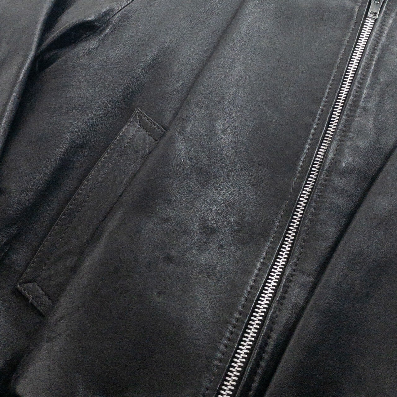 1970s-80s "French Vintage" Light Black Leather Jacket