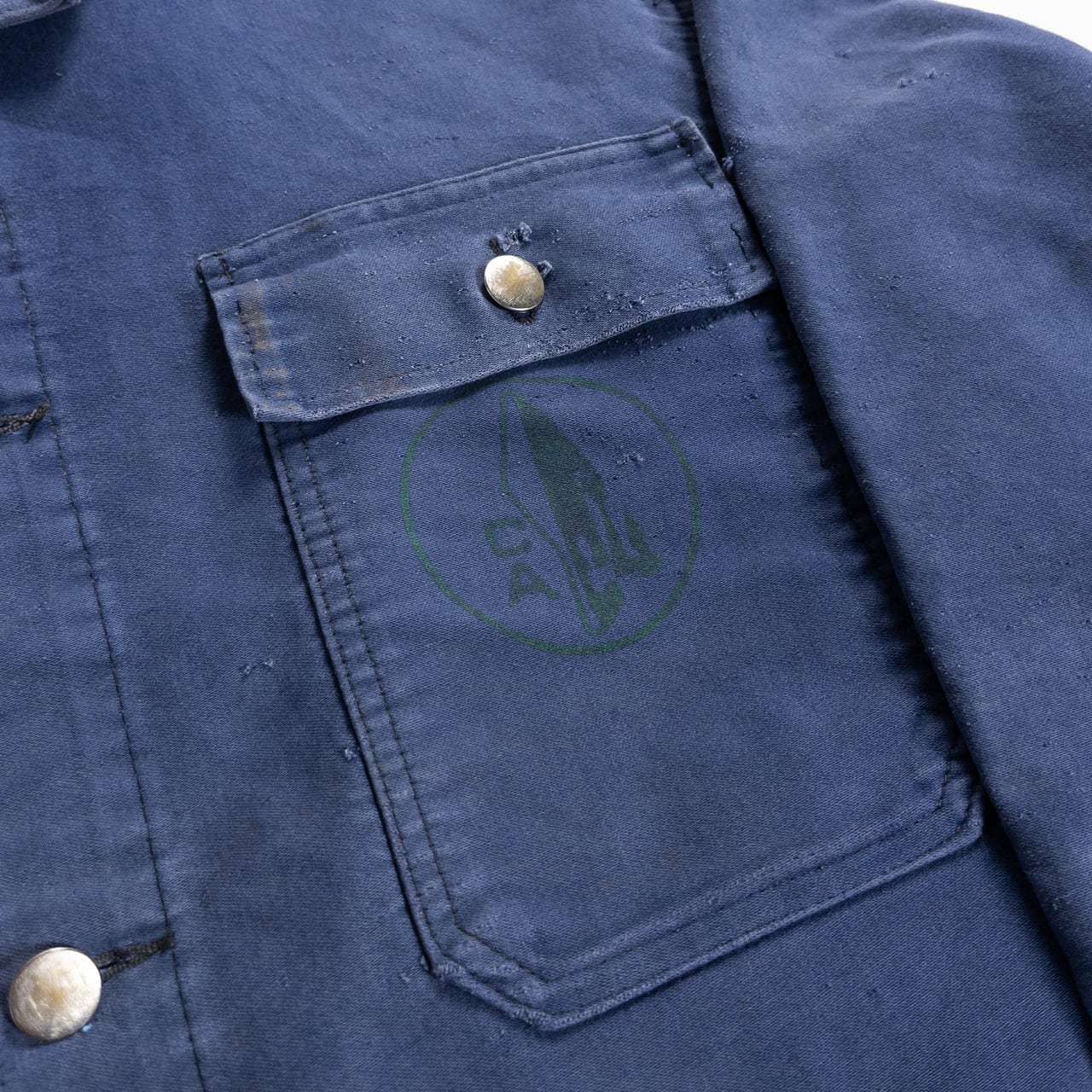 1960-70s "French Vintage" Faded Blue Moleskin Work Jacket