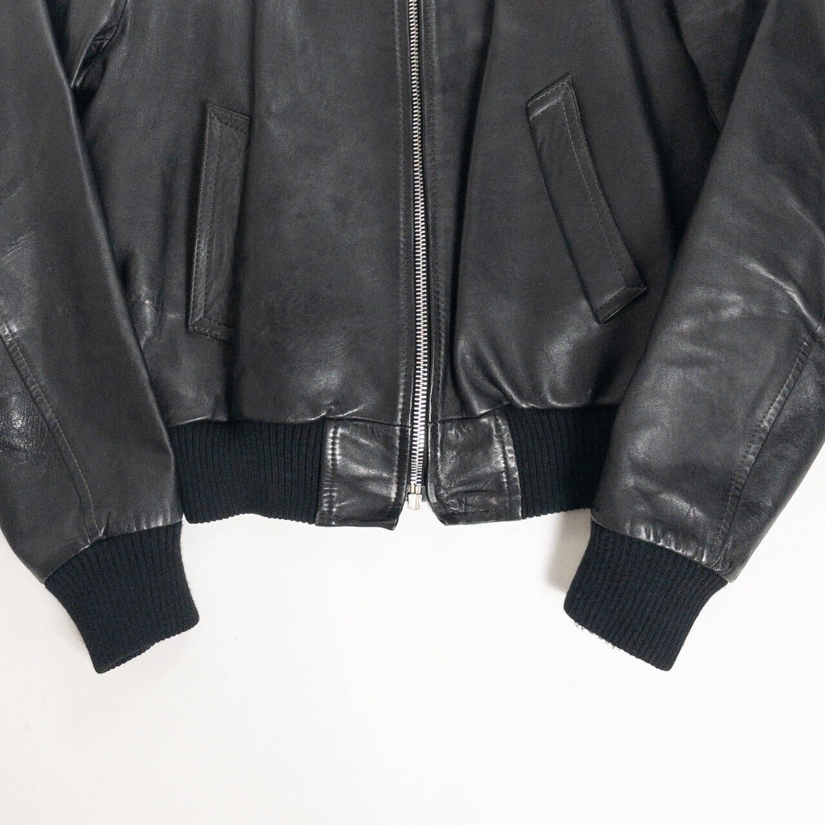 1970s-80s "French Vintage" Light Black Leather Jacket