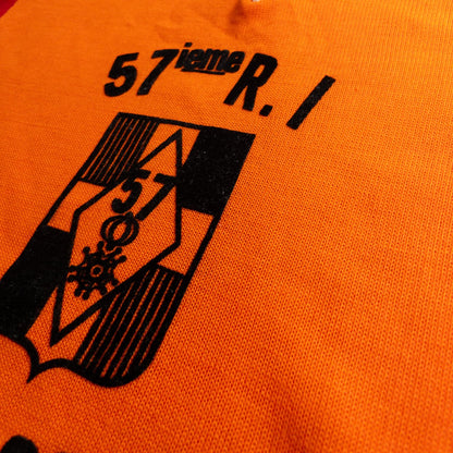 1960-70s "57eme R.I.Camp de Souge" Orenge Cotton Knit Half Zip-Up Sport Tee Shirt