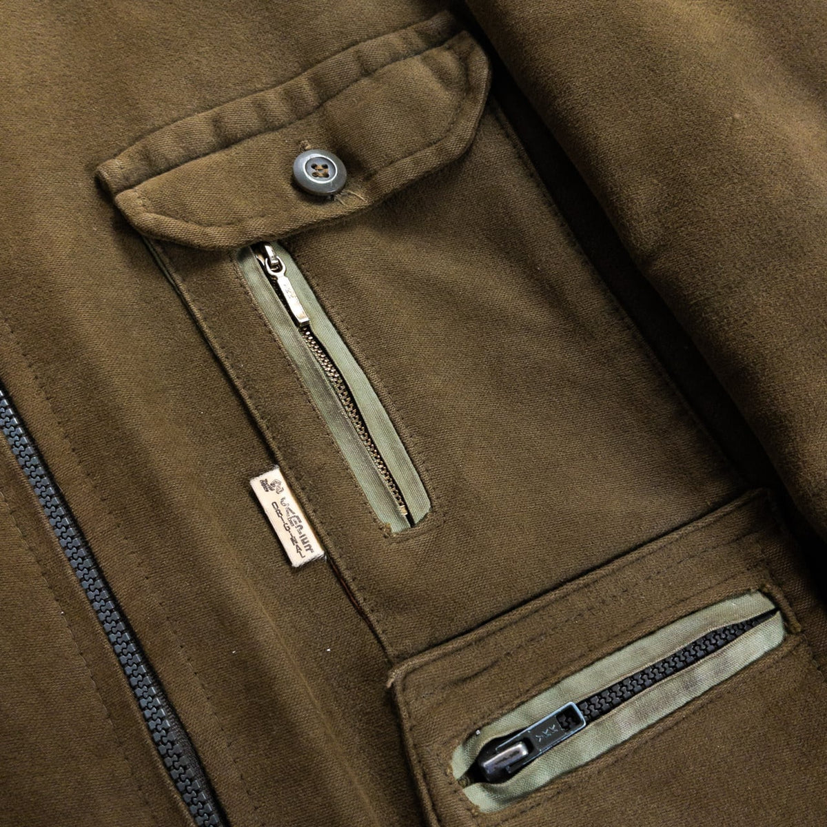 1970-80s "Italian Vintage" Khaki Cotton Hunting Jacket