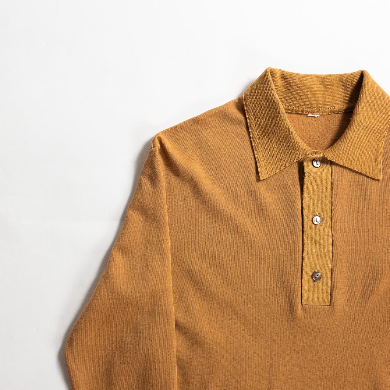 Old Yellow Brown Acrylic Knit Polo L/S Shirt