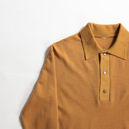 Old Yellow Brown Acrylic Knit Polo L/S Shirt