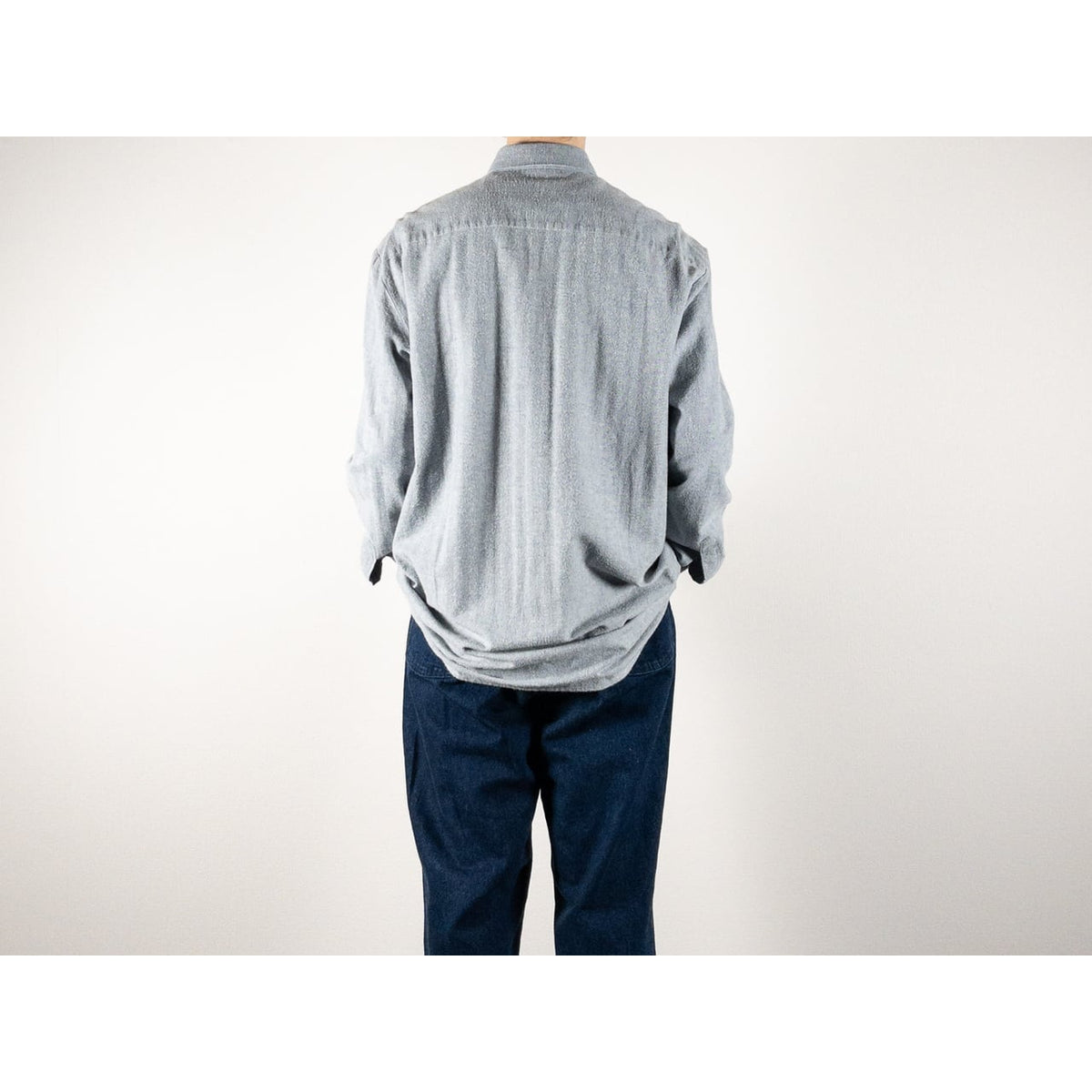 1990s "Dutch Vintage" Gray Cotton Herringbone Twill Long Sleeve Shirt