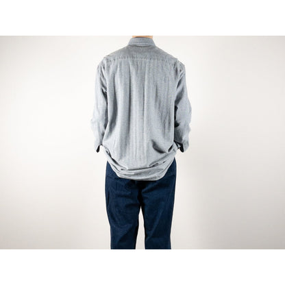 1990s "Dutch Vintage" Gray Cotton Herringbone Twill Long Sleeve Shirt