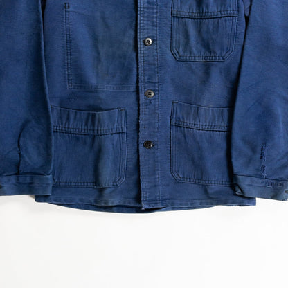 1960s "French Vintage" Faded Blue Moleskin Work Jacket