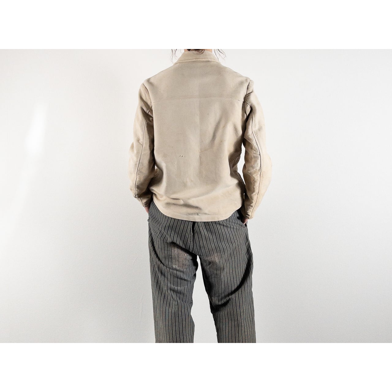 1950s "DOLMEN" French Brown Moleskin Cyclist Work Jacket