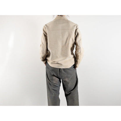 1950s "DOLMEN" French Brown Moleskin Cyclist Work Jacket