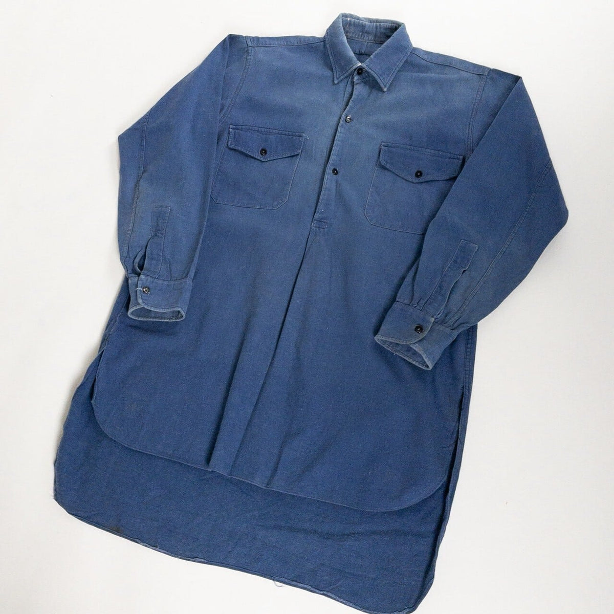 1940-50s "French Vintage" Blue Cotton Twill Work Shirt