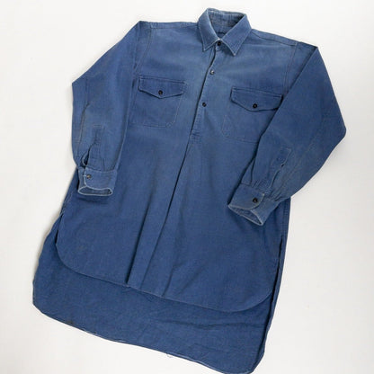 1940-50s "French Vintage" Blue Cotton Twill Work Shirt
