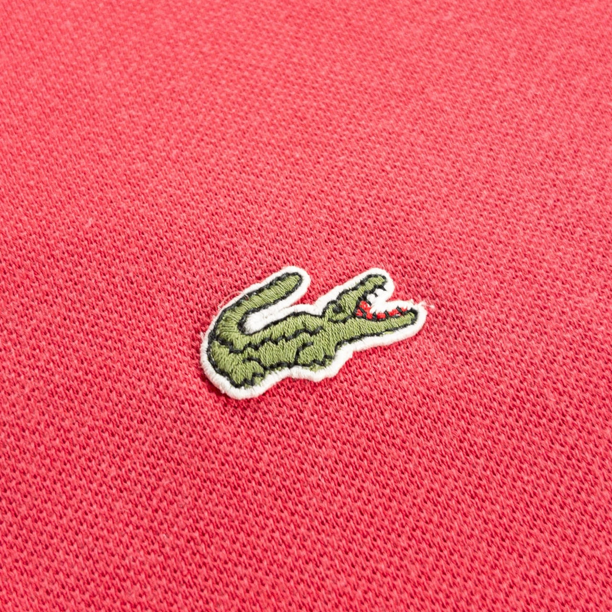 1980s "French LACOSTE" Red Cotton S/S Polo Shirt, Size 7