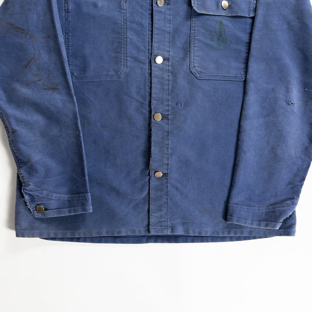 1960-70s "French Vintage" Faded Blue Moleskin Work Jacket