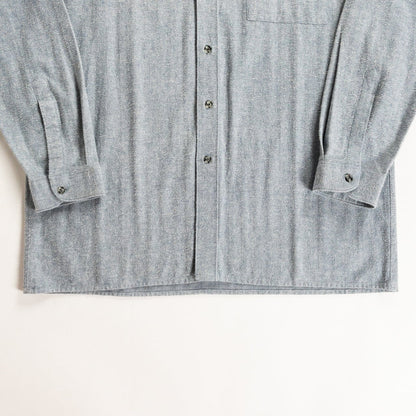 1990s "Dutch Vintage" Gray Cotton Herringbone Twill Long Sleeve Shirt