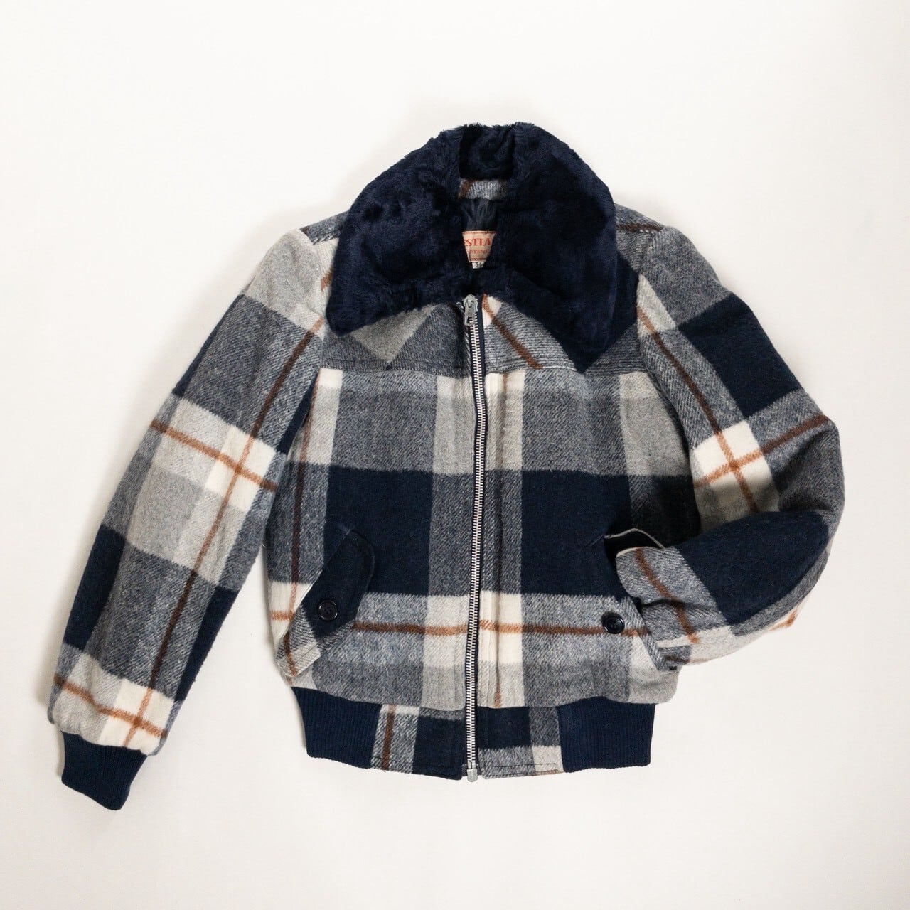 1970s "Italian Vintage" Navy Wool Check Sport Jacket, Dead Stock