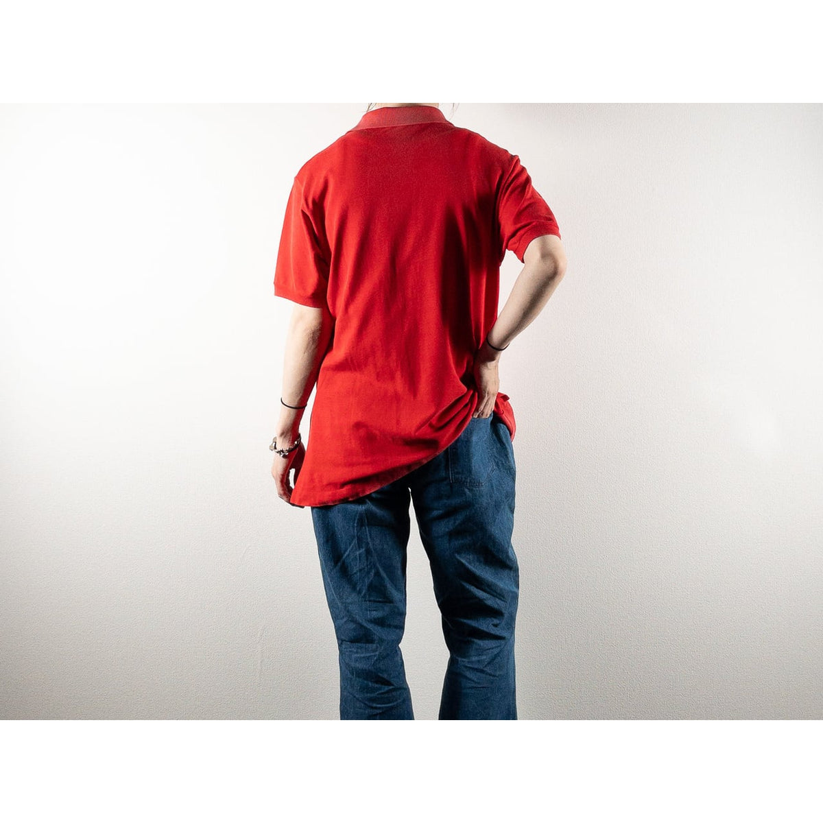 1980s "French LACOSTE" Red Cotton S/S Polo Shirt, Size 5
