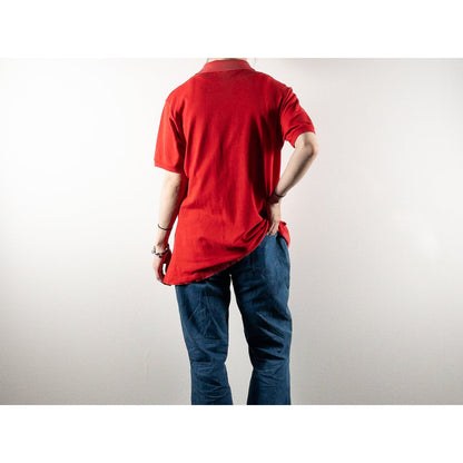 1980s "French LACOSTE" Red Cotton S/S Polo Shirt, Size 5