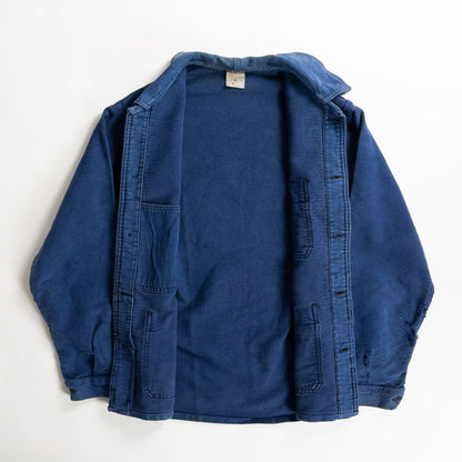 1960s "French Vintage" Faded Blue Moleskin Work Jacket