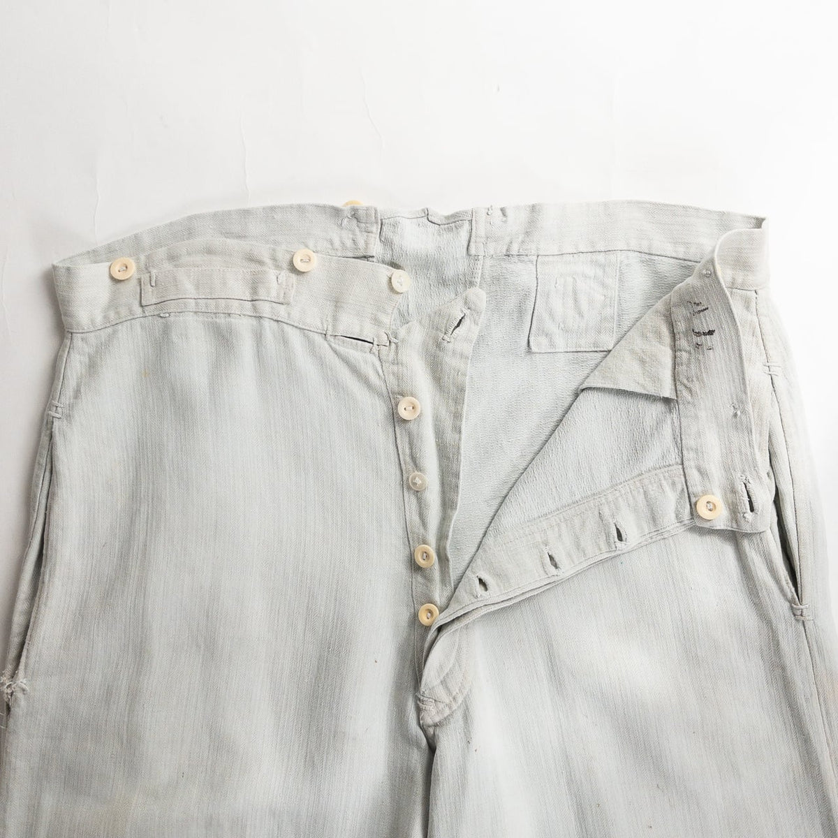 1880s "French Army" Linen Herringbone Twill Bourgeron Trousers